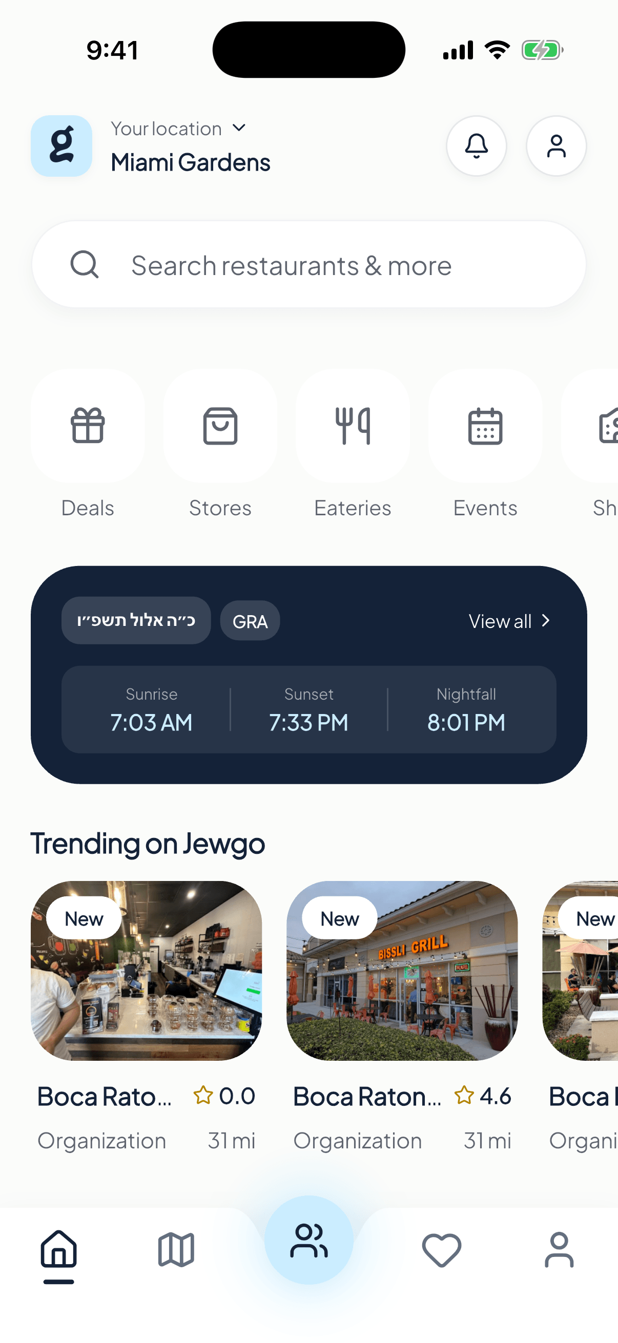 Jewgo Nav app home screen preview